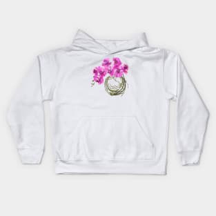 Pink Orchids in the Round Kids Hoodie